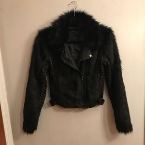 Six Crisp Days faux-fur, faux-leather black jacket